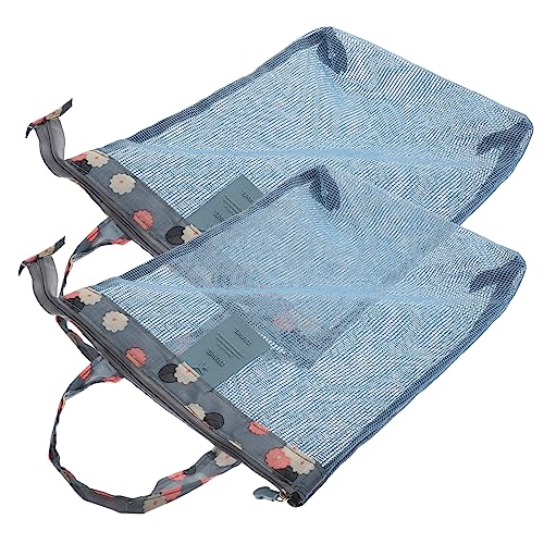 TOVINANNA 2 Stück Netz Toilettenartikel Taschen Tragbare Kosmetiktaschen für Damen für Reisen Schwimmsachen Alltagsbedarf Stilvolles Design Blau mit Blumenmuster von TOVINANNA
