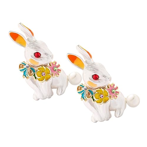 TOVINANNA 2 Stück Niedliche Kaninchen Brosche Pin Abzeichen für Ostern Cartoon Rabbit Pin Schmuck für Damen zur Dekoration von Kleidung und Taschen von TOVINANNA