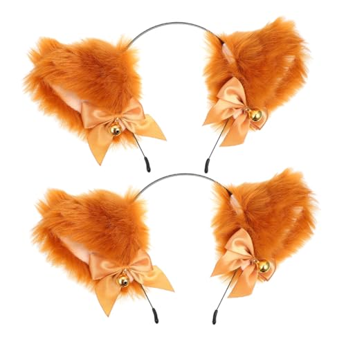 TOVINANNA 2 Stück Plüsch Katzenohren Haarreif Weicher Haarschmuck mit Glöckchen Originelles Cosplay Stirnband für Damen und Mädchen für Party Karneval und Geburtstag von TOVINANNA