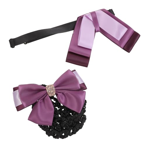 TOVINANNA 2 Stück Professionelle Teiliges Haarknoten Set mit Haarnetz und Schleifen Haarklammer Leichtes Zubehör für Damen Geeignet für Business Flugbegleiterin und Uniform Looks von TOVINANNA
