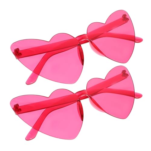 TOVINANNA 2 Stück Randlose Herzförmige Dekorationsbrille PC Material Modische Party Sonnenbrille für Damen Outdoor Accessoire für Geburtstags Hochzeitsfeiern von TOVINANNA