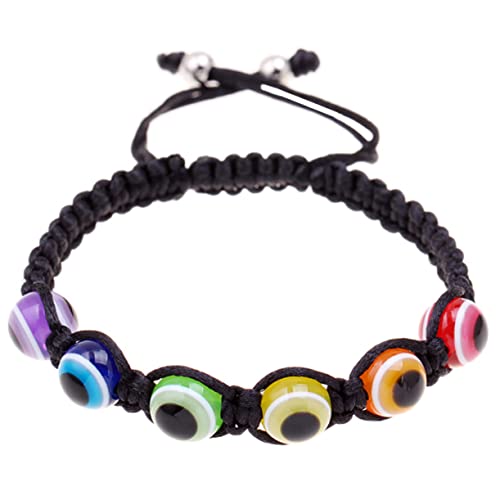 TOVINANNA 2 Stück Regenbogen Augen Armbänder Verstellbare Geflochtene Armbänder für Männer Dekoratives Handornament mit Resinkugeln Für Freundschaft und Alltägliche Anlässe von TOVINANNA