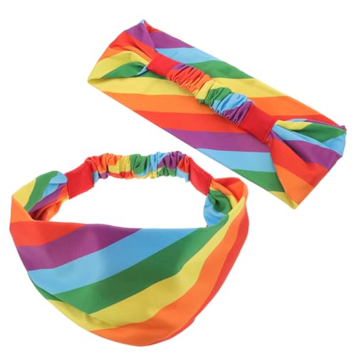 TOVINANNA 2stücke Pack Regenbogen Stirnbänder Schweißableitend Für Sport Unisex Elastisch Breit Pride Kopftücher Für Damen Fitness Laufen Training von TOVINANNA