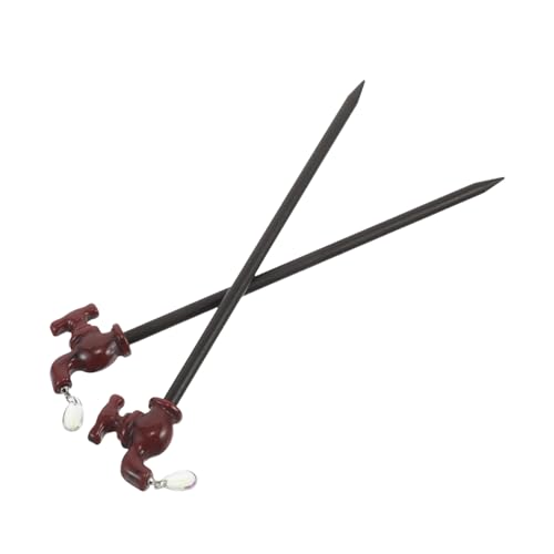 TOVINANNA 2 Stück Retro-chinesische Haarnadeln – Vintage-haargabeln Aus Holz in Wasserhahnform, Haarstäbchen, Dutt- Und Chignon-styling-zubehör Für Und Mädchen von TOVINANNA