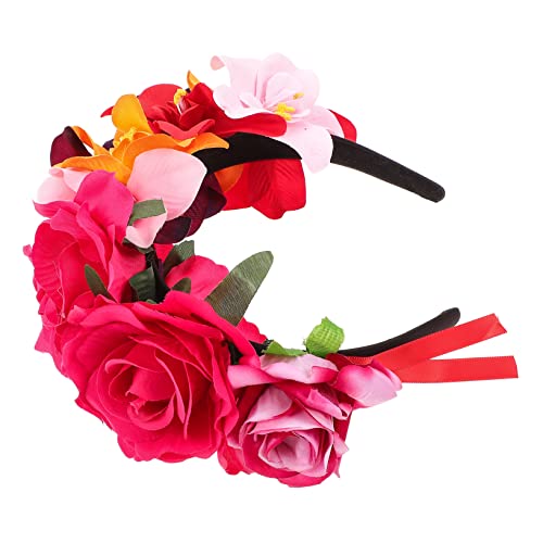 TOVINANNA 2 Stück Rosenblumen Haarreif Halloween Haarschmuck Damen Mädchen Cosplay Party Karneval Blumenkopfschmuck Rosa von TOVINANNA