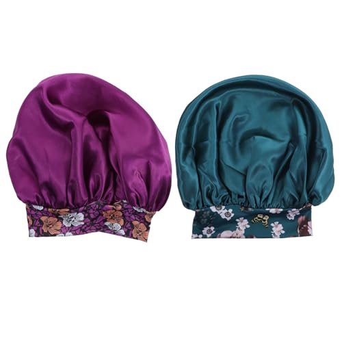 TOVINANNA 2 Stück Satin Für Damen Haarpflegehut Rutschfeste Duschmütze Weich Und Atmungsaktiv Zum Schlafen Spa Barbershop von TOVINANNA