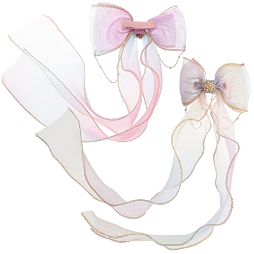 TOVINANNA 2stücke Schleifen-haarspangen Für Mädchen Haarclips Mit Bändern Haarschmuck-accessoires Für Partys Schule Und Alltag von TOVINANNA