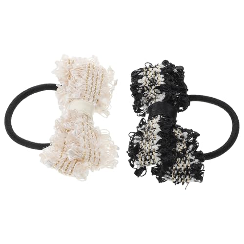 TOVINANNA 2 Stück Schleifen Haarbänder Spitze Elastische Haargummis für Damen Kostüm Haaraccessoires von TOVINANNA
