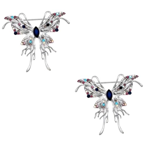 TOVINANNA 2 Stück Schmetterlings Brosche mit Strass Eleganter Anstecker für Kleidung Hüte Schals und Taschen Vielseitiger Schmuck für Frauen A von TOVINANNA