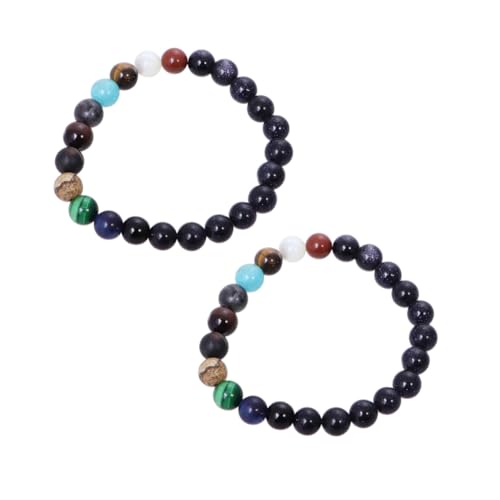 TOVINANNA 2 Stück Solar System Armband mit Natursteinperlen Charms Armband Planetenschmuck für Damen und Herren Bequemes Unisex Design für Geburtstag und Hochzeitstag von TOVINANNA