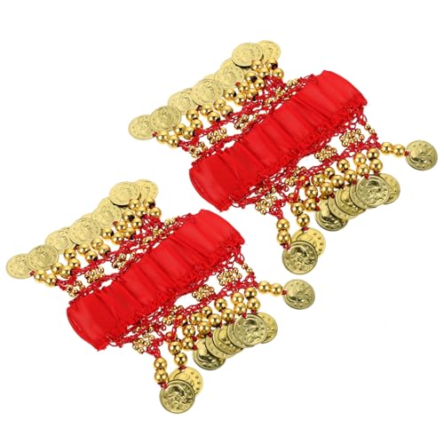 TOVINANNA 2 Stück Teiliges Bauchtanz Fußkettchen Damen mit Klingenden Münzen Leichtes Hautfreundliches Schmuckzubehör für Tanz Party Karneval und Kostüm Verstellbar und Auffällig für von TOVINANNA