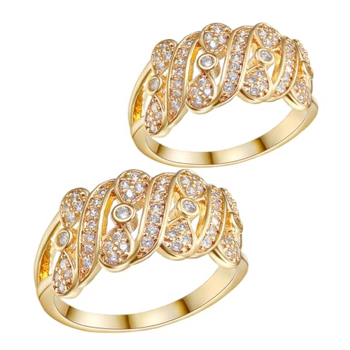 TOVINANNA 2 Stück Teiliges Damenring im Bow Stil mit Zirkonia und Verstellbare Finger Ringe für Frauen für Festivals und Anlässe Feminines Schmuck Accessoire von TOVINANNA