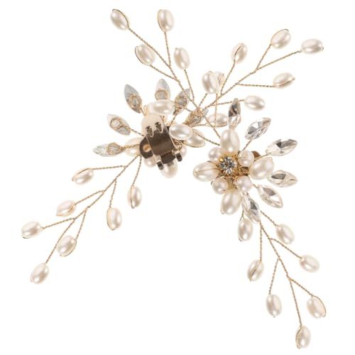 TOVINANNA 2 Stück Teiliges Handgefertigte Perlen Schuhclips für Damen Abnehmbare Strass Schuhe Schnallen Hochzeits Accessoires für Anlässe Goldfarben von TOVINANNA