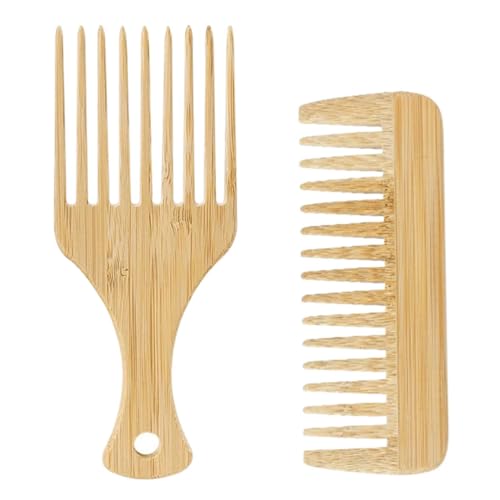 TOVINANNA 2 Stück Teiliges Herren Haarkamm Grobzinkiger Holz Stylingkamm für Männer Antistatisch für Haartypen Friseursalons und Täglichen Gebrauch von TOVINANNA