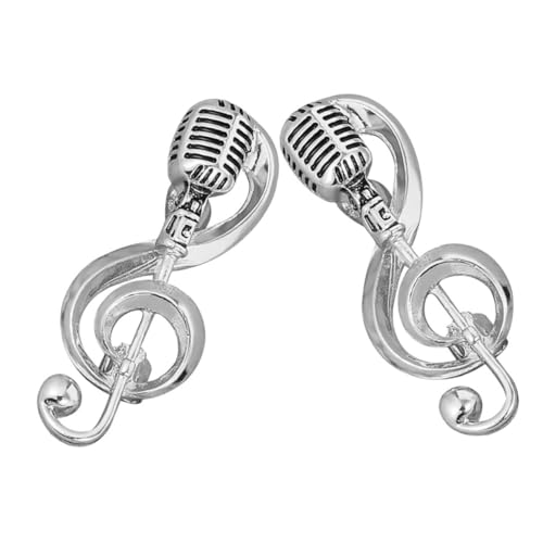 TOVINANNA 2 Stück Teiliges Musik Themen Broschen Set Mikrofon und Musiknote Brosche für Damen und Herren Vintage Anstecknadeln Robustem Eleganter Schmuck für Kreative Outfits von TOVINANNA