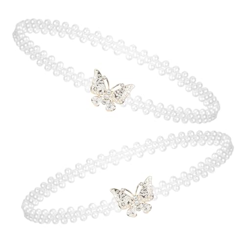 TOVINANNA 2 Stück Teiliges Perlen Elastik Taillenkette für Frauen Modischer Bauchschmuck mit Charmantem Schleifchen für Festivals Partys Strapazierfähiger Gürtel für Festliche Outfits von TOVINANNA