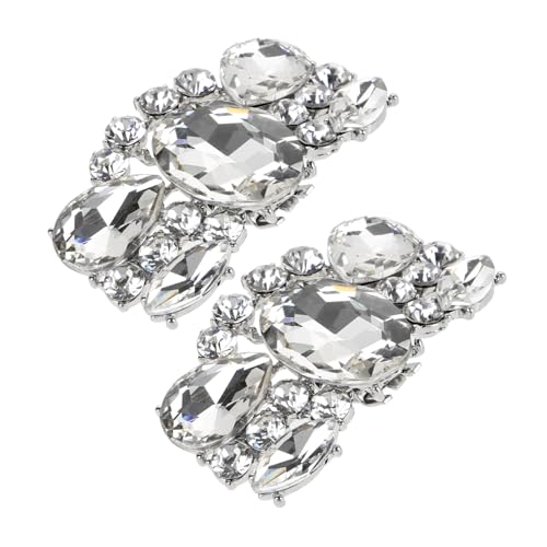 TOVINANNA 2 Stück Teiliges Strass Schuhclip Abnehmbare Stilvolle Schuhbuckles in Silber Modische Hochzeitsschmuck Clips für Damen High Heels Vielseitige Schuhdekoration für Besondere von TOVINANNA