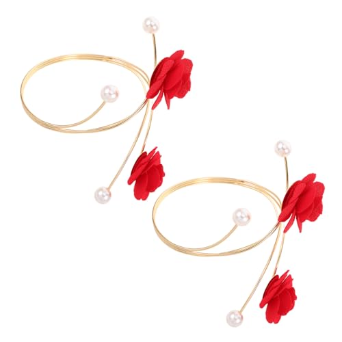 TOVINANNA 2stücke Blumen-armreif Für Damen Verstellbares Armband Mit Perlenmuster Metall-armreifen Für Oberarm Offenes Armreif-design Schmuck Für Partys Und Hochzeiten Passend Für von TOVINANNA
