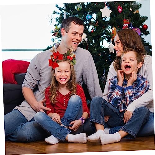 TOVINANNA 2 Stück Teiliges Weihnachts Rehgeweih mit Haarreif und Schleifen Haarclip Festliches Kostüm Accessoire für Mädchen Geeignet für Party und Alltag Auffälliges Haarschmuck von TOVINANNA