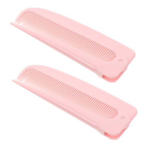 TOVINANNA 2 Stück Tragbarer Friseurkamm Entwirrkamm Reisekamm Schüttkämme Feine Zahnkämme Für Frauen Zusammenklappbare Reisehaarbürste Stylingkamm Für Männer Haarset Für Friseur Rosa Plastik von TOVINANNA