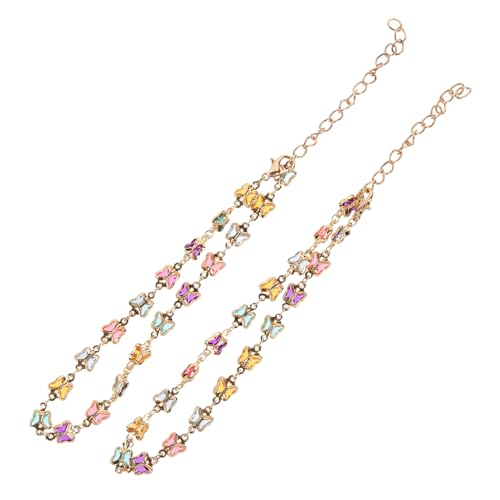 TOVINANNA 2 Stück Verstellbare Metall Fußkettchen mit Schmetterlingscharme für Damen Farbenfrohe Schmuckstücke für Alltag und Besondere Anlässe von TOVINANNA