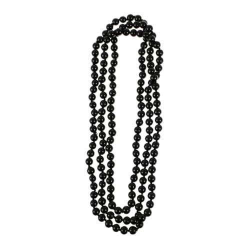 TOVINANNA 2 Stück Vielseitige simulierte Pulloverkette lange Pulloverkette geschichtete Perlenkette klobige Perlenkette lange Kette aus Kunstperlen Pullover Kette Halskette Schwarz von TOVINANNA
