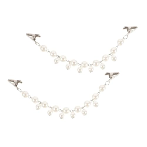 TOVINANNA 2 Stück Vintage Faux Pearls Sweater Clips Retro Cardigan Shawl Clasp Knopf für Damen Stilvolle Klammern für Hemden und Jacken von TOVINANNA