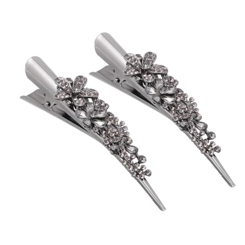 TOVINANNA 2 Stück Vintage Haarklammern Große Metall Entenschnabel Clips mit Strasssteinen Retro Haarschmuck für Damen Vielseitig Einsetzbar für Verschiedene Frisuren und Anlässe von TOVINANNA