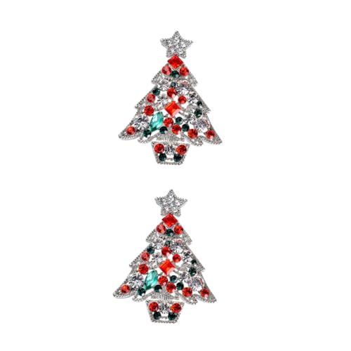 TOVINANNA 2 Stück Weihnachtliche Brustnadel Bunte Broschen mit Stabilem Pin Modische Weihnachtsbaum Anstecker für Kleidung Festliche Accessoires für Familie Kollegen und Zufällige Farbe von TOVINANNA