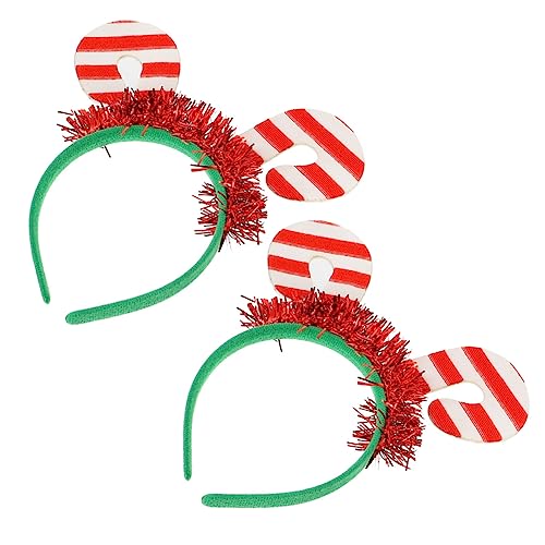TOVINANNA 2 Stück Weihnachtliche Haarreifen Candy Cane Design Rot Weiß Festlicher Haarschmuck Party Kopfschmuck für Weihnachten und Karneval von TOVINANNA