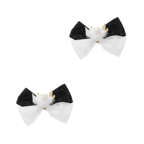 TOVINANNA 2 Stück Weihnachtlicher Haarclip mit Hirschgeweih und Süßem Plüschbommel Schleifen Haarspange für Damen Vielseitiger Haarschmuck für Festtage Party und Bühnenauftritte von TOVINANNA