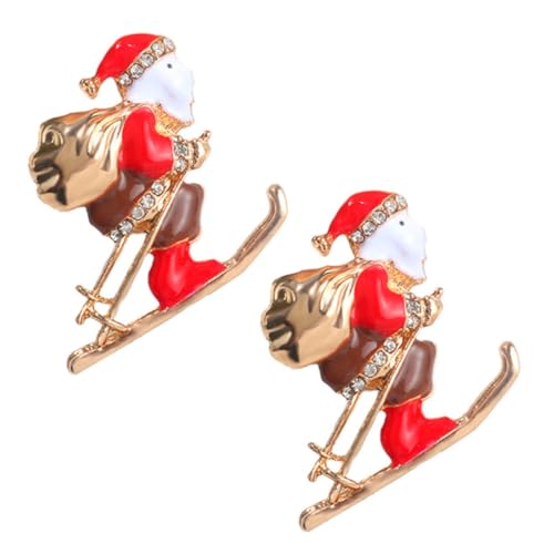 TOVINANNA 2 Stück Weihnachtsbrosche Damen Anstecknadel Santa Schneemann Weihnachtsbaum Festliche Kleidung Schmuck Modisch Langlebige Broschen für Mantel Pullover Jacke Geschenkidee von TOVINANNA