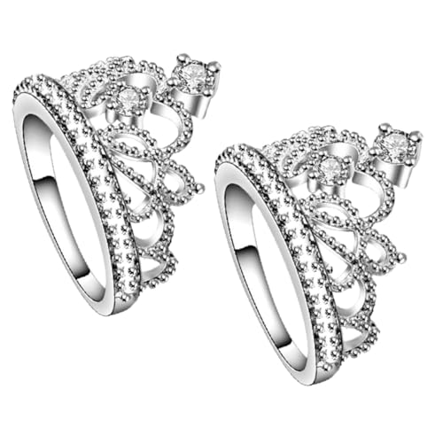 TOVINANNA 2 Stück Zircon Inlaid Crown Ring Damen Hochzeitsschmuck für Besondere Anlässe Zirkonia Verlobungsringe Individuelles Design Strahlender für Valentinstag und Alltag von TOVINANNA