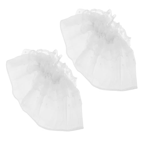 TOVINANNA 2 Stück gefälschte Ärmel Lolita-Handschuhe dekorative Manschetten elastische Bündchen, süße Hemden Kleidung Handgelenk Lolita-Accessoires kurze Handgelenksmanschetten Nylon Weiß von TOVINANNA