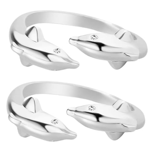 TOVINANNA 2 Stücke Verstellbarer Teiliger Delfinring für Damen Eleganter Offener Schmuck Einzigartiges Design für Stilvolle Anlässe Komfortabel und für Frauen von TOVINANNA