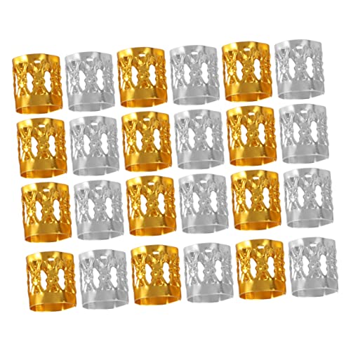 TOVINANNA 200stücke Metall-haarmanschetten Filigrane Röhren Für Dreadlocks-flechtperlen Dreadlock-häkelnadel Haarzopfringe Gold Silber von TOVINANNA