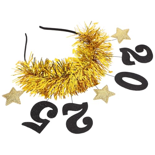 TOVINANNA 2025 Kopfbedeckungen Haarschmuck Für Silvester Banner-stirnbänder Digitale Kopfbedeckung Hochglänzende Hüte Jahr Begünstigt Rave-outfits in Übergröße Für Damen Golden Latte-kunst von TOVINANNA
