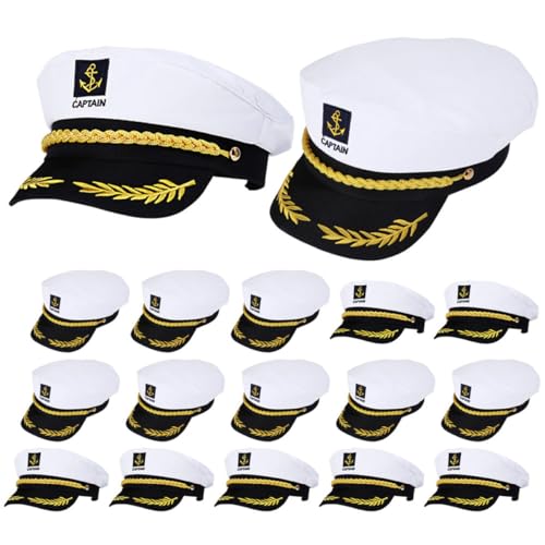 TOVINANNA 20stücke Marinehut Für Boote Matrosenhut Für Kostümpartys Kapitänshut Mit Bestickung Für Cosplay Und Bühnenauftritte Partyhut Für Kapitän-cosplay Leicht Und Tragbar von TOVINANNA