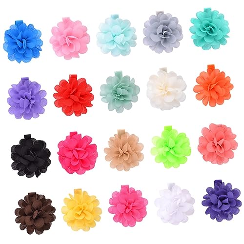 TOVINANNA 20stücke Mädchen Haarschmuck Mit Blumenmotiv Mini Chiffon Haarspangen in Farben Für Kleinkinder Skin-friendly Haarclips Für Täglichen Gebrauch Und Besondere Anlässe von TOVINANNA