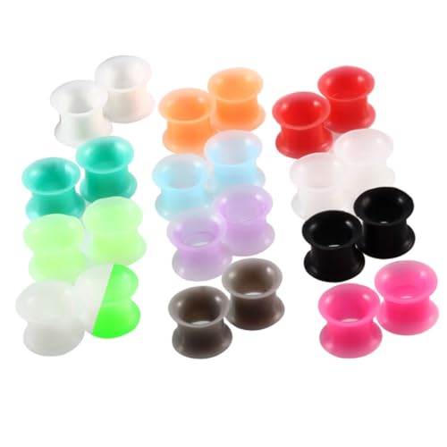 TOVINANNA 24 Stück Silikon Ohr Tunnel Plugs Ohr Expanders für Piercings Gemischte Farben Stylischer Ohrschmuck für Frauen und Partys von TOVINANNA
