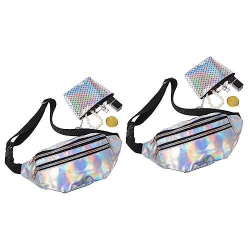 TOVINANNA 2Sätze Damen Hüfttasche Verstellbarer Gürtel Outdoor Sport Crossbody Fanny Pack mit Glänzender Münztasche für Festivals und Partys von TOVINANNA