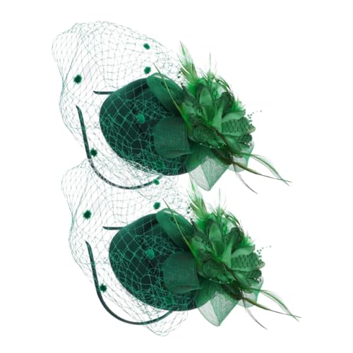 TOVINANNA 2St Haarschmuck Kopfschmuck aus Strasssteinen Haarband party kopfschmuck stirnband Haarspange im Federbusch-Design Haarreifen im Feder-Design Partydekoration Gittergewebe Green von TOVINANNA