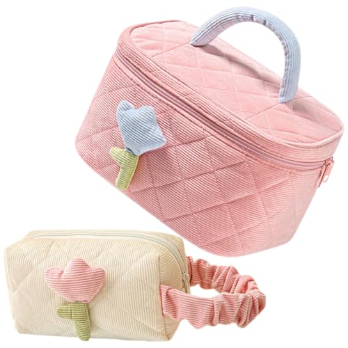 TOVINANNA 2stücke Kosmetiktasche Groß Mit Reißverschluss Kulturbeutel Für Reisen Urlaub Und Geschäftsreisen Make-up-Organizer Mit Viel Stauraum Für Hautpflegeprodukte Und von TOVINANNA