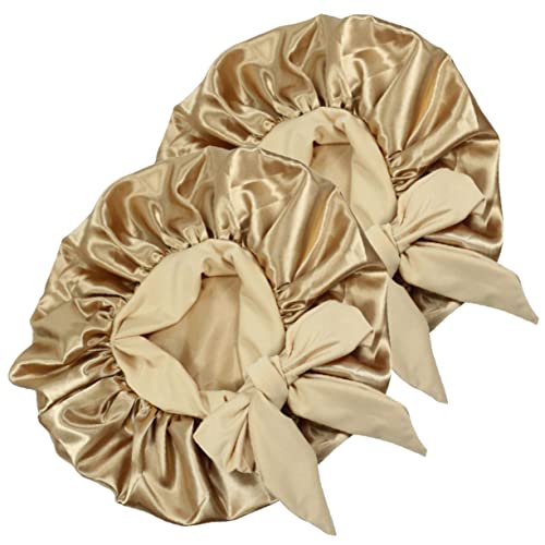 TOVINANNA 2 Stück Elastische Satin-badehaube Für Damen Große Größe Zum Schnüren Glatte Spa-haube Mit Bequemem Gummizug von TOVINANNA