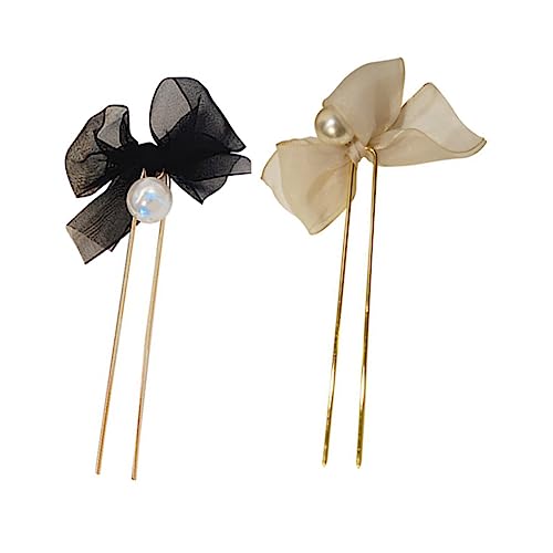 TOVINANNA 2stücke Dekorative Haarnadeln Mit Spitze Schleife U-förmige Haarspangen Haaraccessoires Für Festes Und Haarstyling von TOVINANNA