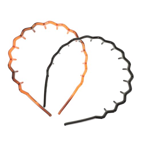 TOVINANNA 2stücke Haarzopf-stirnband Aus Kunststoff Und Harz Gezahntes Haarband Für Damen Und Herren Rutschfestes Stirnband Mit Anti-rutsch-beschichtung in Schwarz Und Schildpatttönen von TOVINANNA