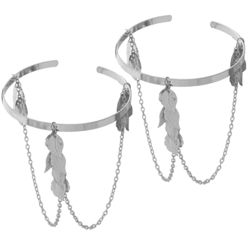 TOVINANNA 2stücke Armmanschette Für Damen Metallarmband Mit Blättern Und Kette Armband Für Frauen Armschmuck Armreif Geeignet Für Hochzeit Valentinstag Geburtstag von TOVINANNA