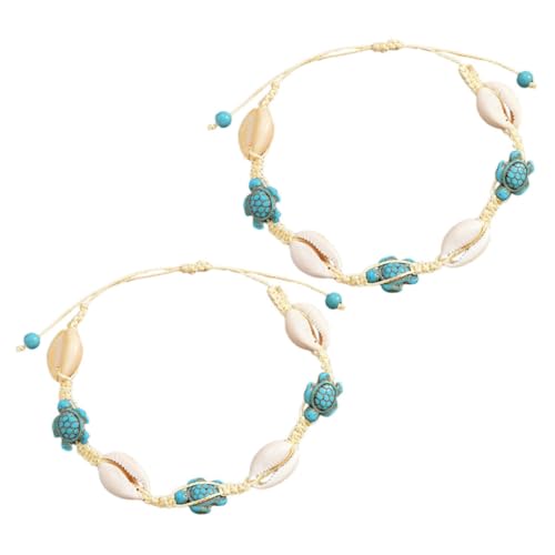 TOVINANNA 2stücke Anpassbares Bohemian Muschel Armband Fußkettchen Handgefertigtes Sommer Schmuckstück Mit Schildkröten Anhänger Für Damen Passend Zu Strand-outfits Und Urlaubslooks von TOVINANNA