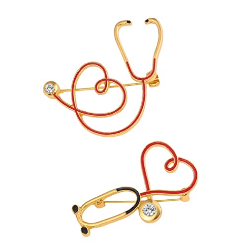 TOVINANNA 2stücke Herzform Stethoskop Broschen Für Ärzte Und Krankenschwestern Damenaccessoires Aus Legiertem Material Für Kleidung Taschen Und Schals von TOVINANNA