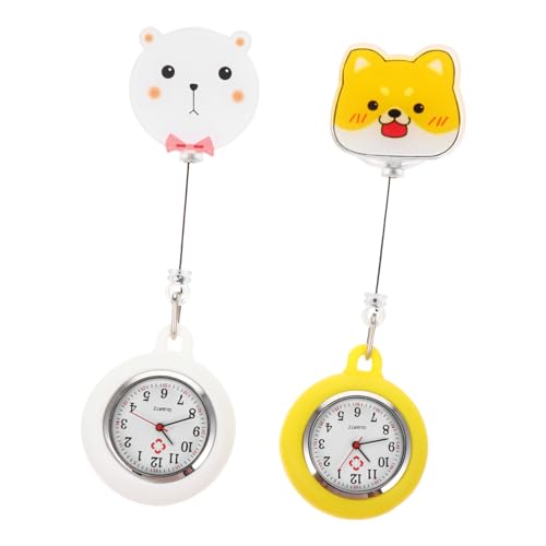 TOVINANNA Krankenschwester Taschenuhr Clip On 2 Stücke Einziehbare Digitale Uhr für Frauen Silikon Praktische Pflege Uhr Leicht und Tragbar Zubehör für Krankenschwestern von TOVINANNA